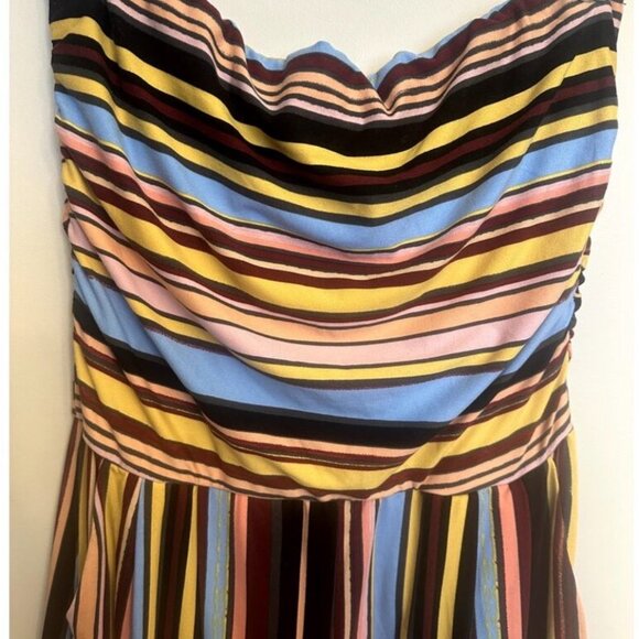 Plus Size 1X Strapless Striped Jumpsuit Boho Vacation Wide Leg Romper - Picture 4 of 5